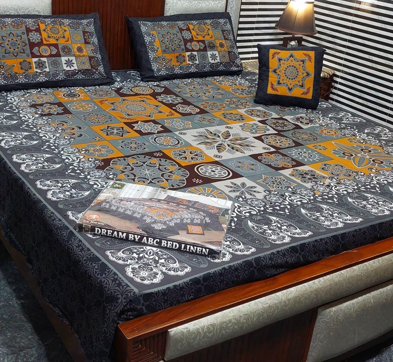 3 D PANAL 4PIECE  BEDSHEET CRYSTAL COTTON