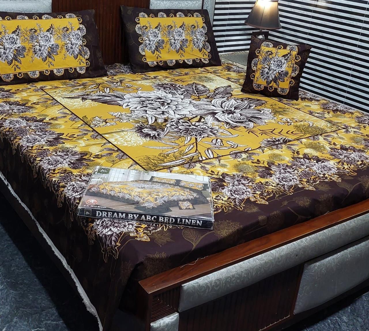 3 D PANAL 4PIECE  BEDSHEET CRYSTAL COTTON