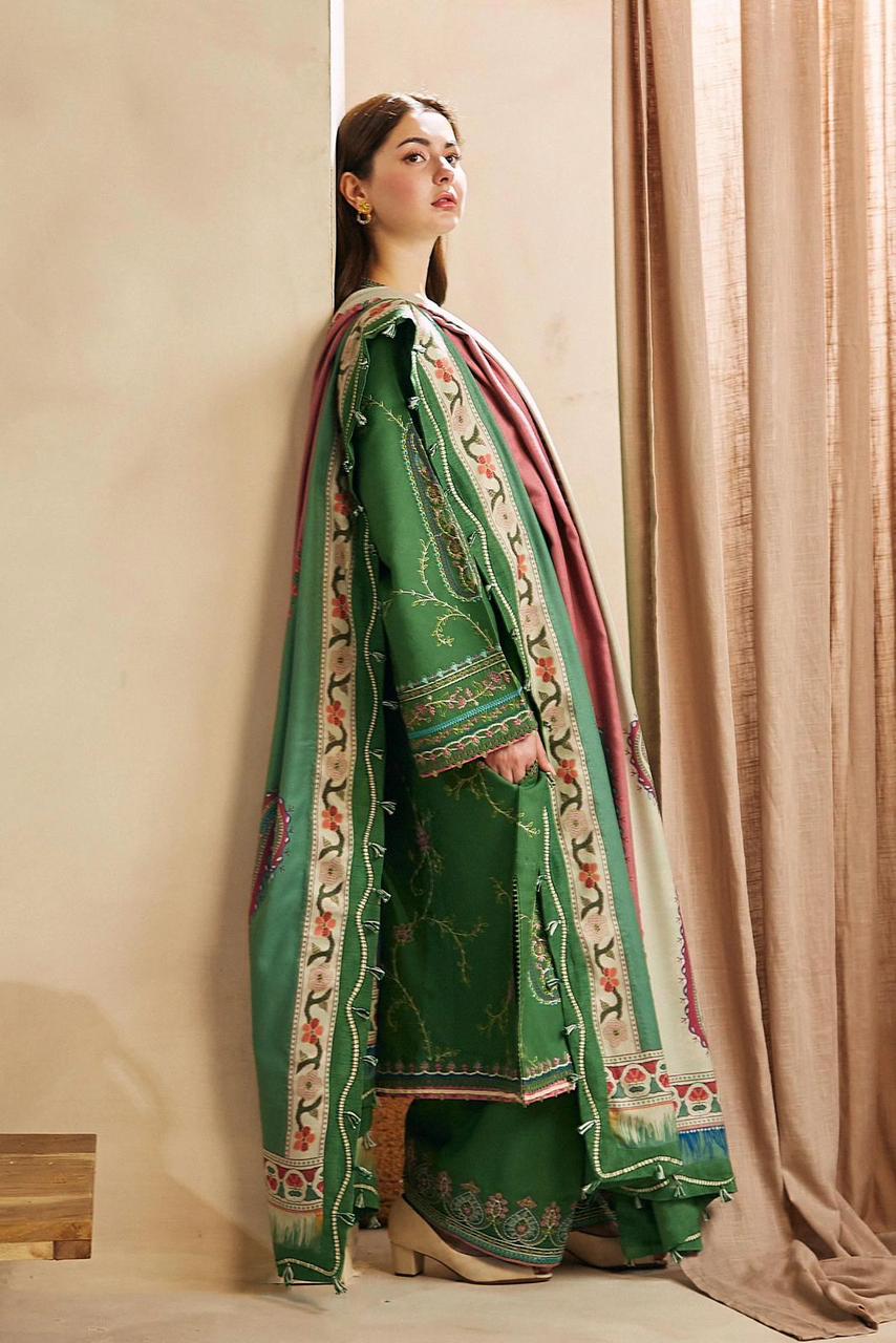 3pc DHANAK  :Zara ShahJhan Winter Collections 2024