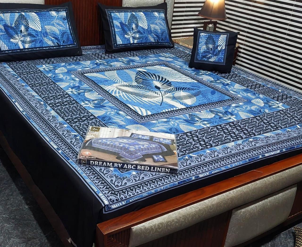 3 D PANAL 4PIECE  BEDSHEET CRYSTAL COTTON