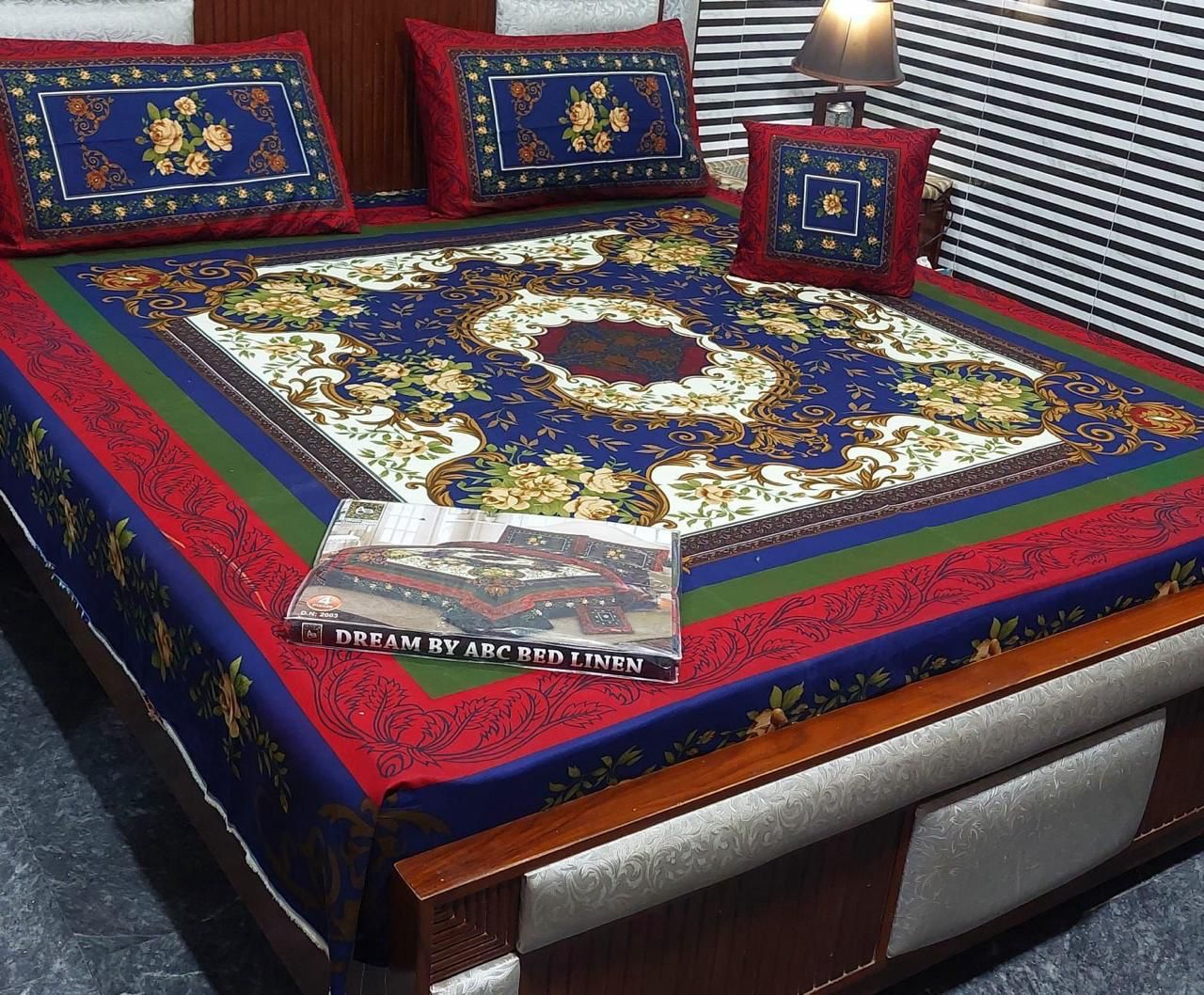 3 D PANAL 4PIECE  BEDSHEET CRYSTAL COTTON