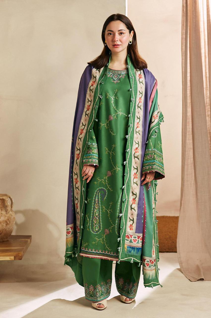 3pc DHANAK  :Zara ShahJhan Winter Collections 2024