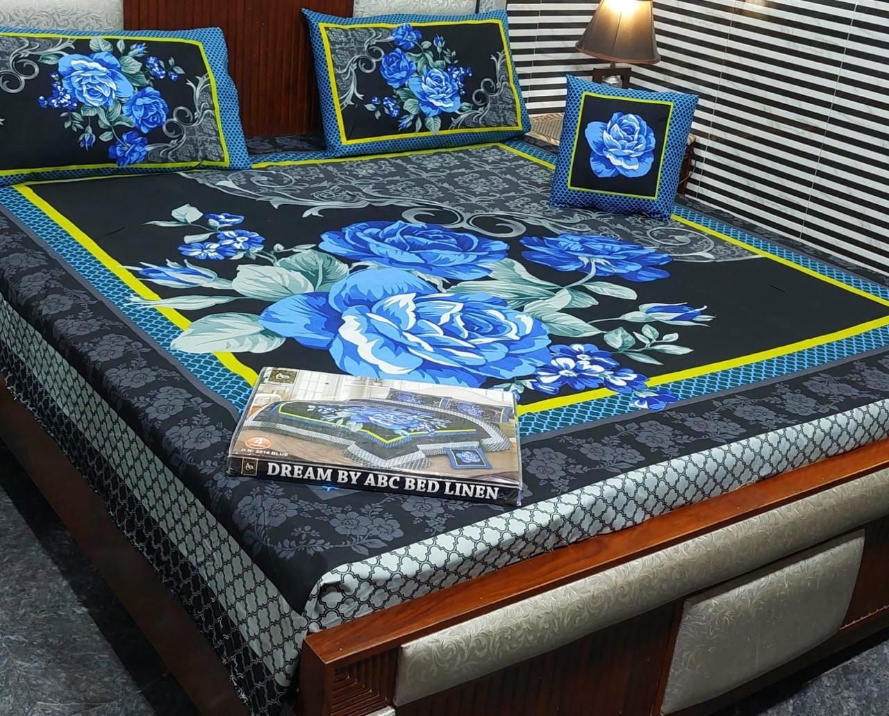 3 D PANAL 4PIECE  BEDSHEET CRYSTAL COTTON