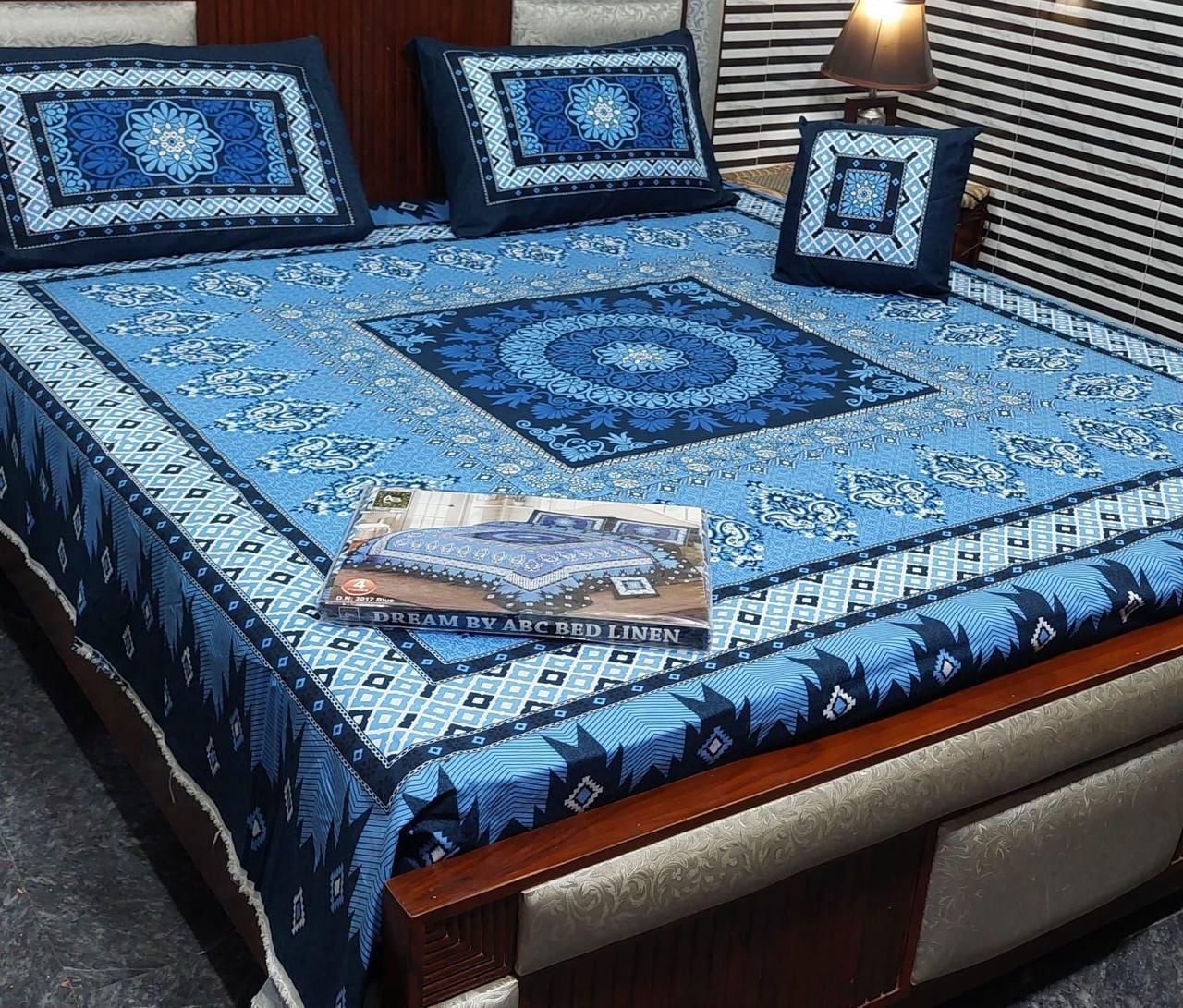 3 D PANAL 4PIECE  BEDSHEET CRYSTAL COTTON